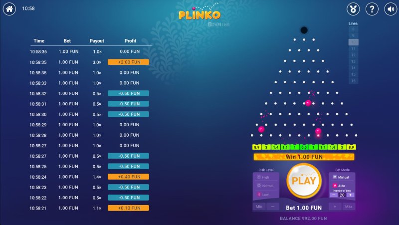 Withdrawal of winnings online Plinko
